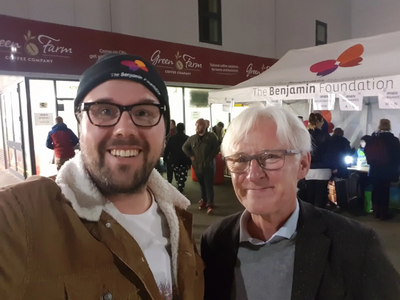 Norman Lamb MP with Cllr James Wright at Benjamin Foundation Sleep Out 2018